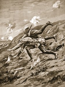Colour-Sergeant Hall Falls Mortally Wounded in Attempting to Rescue a Wounded Comrade by Edgar Alfred Holloway