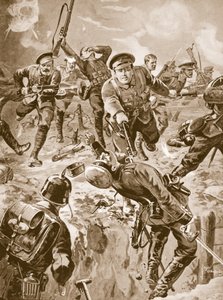 Corporal J. Davies and eight men routing with the bayonet a party of Germans who had previously surrounded them by Edgar Alfred Holloway
