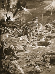 Lieutenant Geary Hurrying Under Heavy Shell-Fire by Edgar Alfred Holloway
