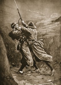 Private Lavin Grappling with a Turkish Bomber in a British Sap at Suvla Bay, Gallipoli by Edgar Alfred Holloway