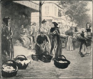 Open air market, Avenue de Clichy, 1915 by Edgar Chahine