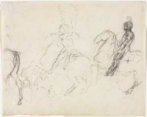 Battle Scene with Armored Figures on Horseback (recto) by Edgar Degas