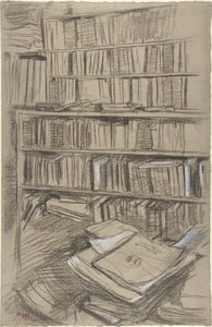 Bookshelves, Study for "Edmond Duranty" by Edgar Degas