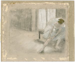 Dancer Seated, Readjusting her Stocking by Edgar Degas