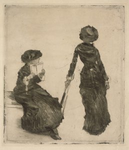 The Painter Mary Cassatt at the Louvre, Antiquities Collection by Edgar Degas