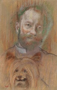 Ludovic Lepic Holding His Dog, 1889 by Edgar Degas
