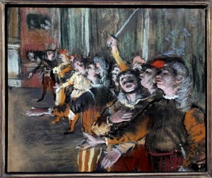 Pastel extras or chorists on monotype by Edgar Degas by Edgar Degas