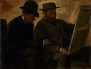 Paul Lafond and Alphonse Cherfils Examining a Painting by Edgar Degas