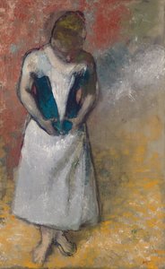 Standing Woman Seen from the Front, Clasping her Corset by Edgar Degas