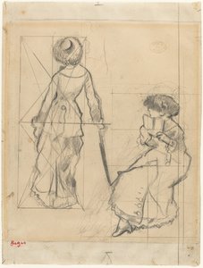 Study for Mary Cassatt at the Louvre [recto], c. 1879 by Edgar Degas