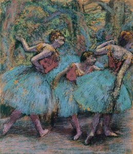 Three Dancers (Blue Tutus, Red Bodices) by Edgar Degas
