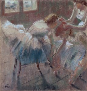 Three Dancers Preparing for Class by Edgar Degas