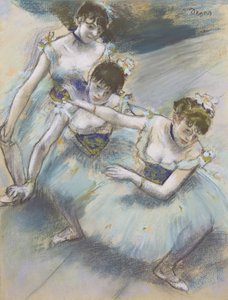 Three Dancers in a Diagonal Line on the Stage