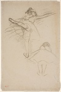 Two Studies of Dancers. Upper: Dancer Standing on Left Leg; Lower: Bent Forward Dancer Seen from the Back by Edgar Degas