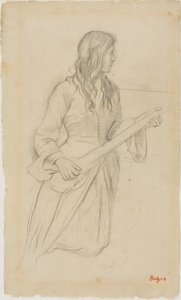 Young Woman Playing a Mandolin, Study for Portrait of Mlle. Fiocre in the Ballet 