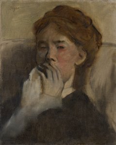 Young Woman with Her Hand over Her Mouth