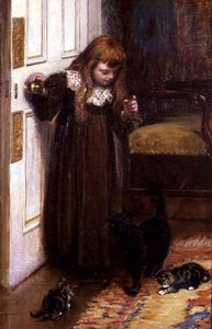 Playing with the kittens by Edith F. Grey