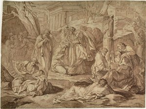 A Saint Clothing the Poor Among the Ruins of an Earthquake by Edmé Bouchardon