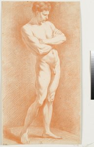 Standing Male Nude with Crossed Arms Facing Right