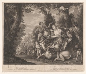 Europa and Jupiter in a landscape with trees by Edme Jeaurat