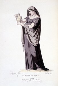 The character of Cornelie in the theatre play La mort de Pompee (Compendium of plays of Corneille) drawing by Geffroy, engraving by Colin - ed. Laplace, Sanchez et Cie, Paris 1884
