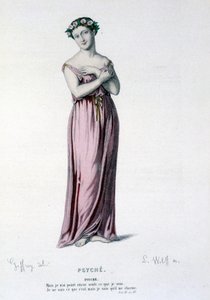 The character of Psyche in the tragi comedie and ballet Psyche, Moliere et Corneille (Collection of plays of Corneille) drawing by Geffroy, engraving by L. Wolff - ed. Laplace, Sanchez et Cie, Paris 1884