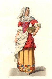 French Peasant 17th Century, from an Engraving by Jean Saint Jean - Lithography from an Illustration by Edmond Lechevallier-Chevignard (1825-1902), from Costumes Historiques des 16th by Edmond Lechevallier Chevignard