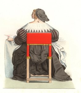 French Woman 17th Century, from an Engraving by Abraham Bosse (1602-1676) - Lithography from an Illustration by Edmond Lechevallier-Chevignard (1825-1902), from 