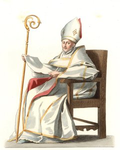Spanish Eveque 16th Century, Lithography Based on an Illustration by Edmond Lechevallier-Chevignard (1825-1902), from 