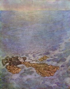 Once More She Looked at the Prince, with Her Eyes Already Dimmed by Death, Then Dashed Overboard and Fell, Her Body Dissolving into Foam, Illustration from 