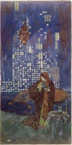 The cup of wine which she gives him each night contains a sleeping draught, illustration to 