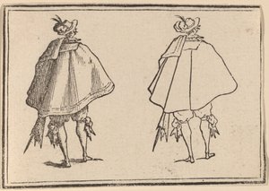 Gentleman in Large Mantle, Seen from Behind by Edouard Eckman after Jacques Callot