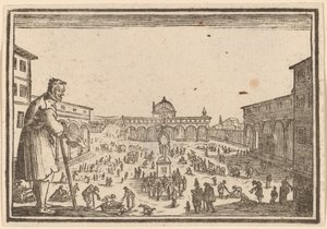 Piazza SS. Annunziata, Florence by Edouard Eckman after Jacques Callot