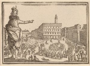 Piazza della Signoria, Florence by Edouard Eckman after Jacques Callot
