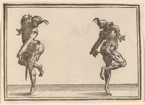 Two Pantaloons Dancing by Edouard Eckman after Jacques Callot
