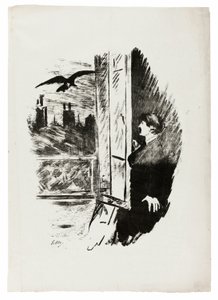 At the Window ("Open here I flung the shutter..."), from The Raven (Le Corbeau) by Édouard Manet