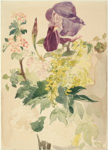 Flower Piece with Iris, Golden Rain, and Geranium. 1880