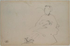 Sketch of a Seated Woman (leaf from a sketch-book), circa 1864-1868 by Édouard Manet
