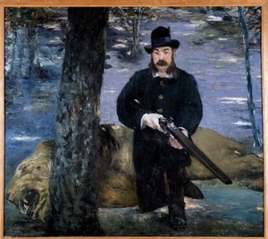 Monsieur Pertuiset. A hunter posing near a lion, his hunting trophy