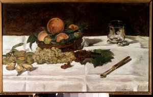Still life, fruits on a table by Édouard Manet