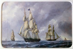 Three Mat English and Brick French in 1881. Watercolour by Edouard Adam. 1881. Paris, Musee de la Marine