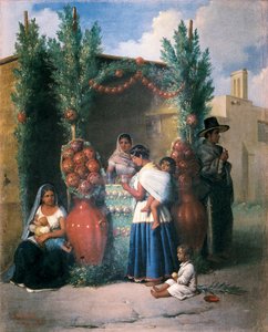 Scene near a Refreshment Stand in a Mexican Street by Edouard Pingret