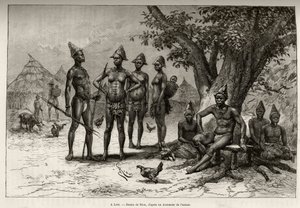 In Lera, types of Mandes. Engraving by Riou, to illustrate the story From Niger to the Gulf of Guinee by Captain Louis Gustave Binger