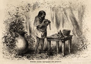 Manufacture of pottery by a Conibo Indian from Peru by Edouard Riou