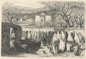 Marabout and Procession: Tlemcen (engraved by Henri Theophile Hildibrand) by Edouard Riou