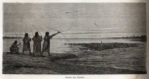 Turtle Hunting Among the Indian Conibos of Peru by Edouard Riou