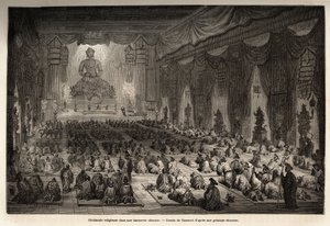 Religious ceremony in a Chinese lamasserie