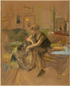 Gabrielle Jonas Playing with a Dog by Edouard Vuillard