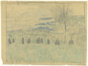 Landscape with Walkers: Funeral Procession (?) by Edouard Vuillard