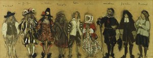 Study for costumes for nine actors in 